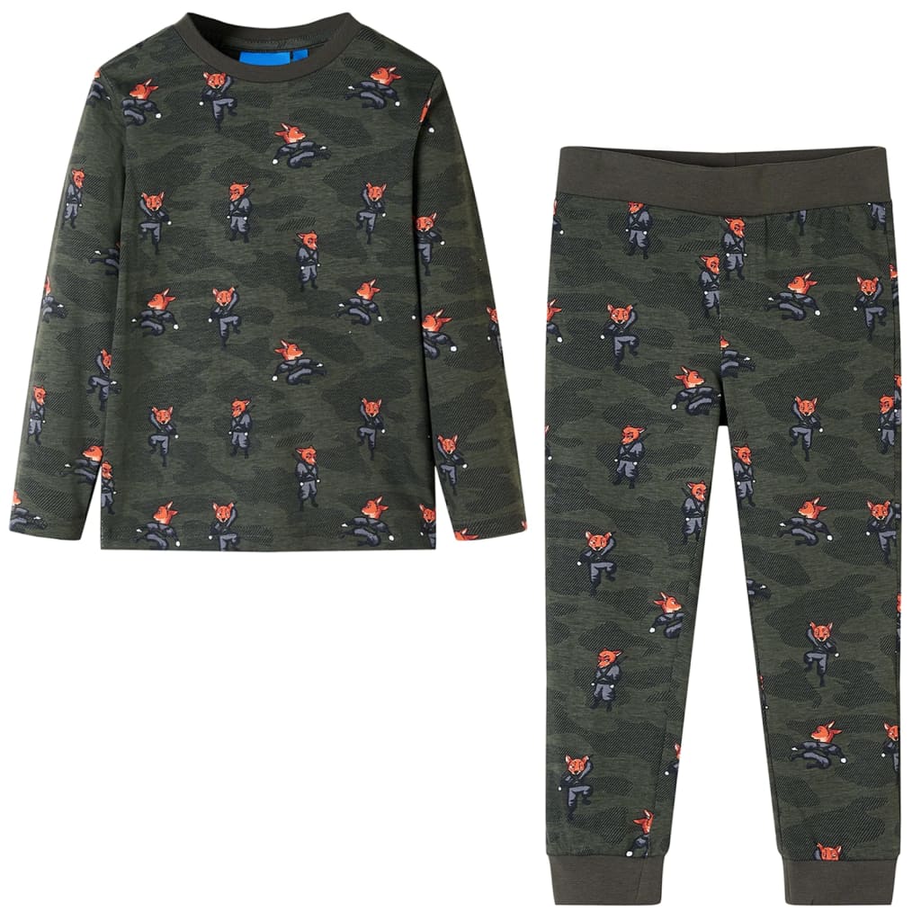 Pijama infantil de manga larga caqui 104