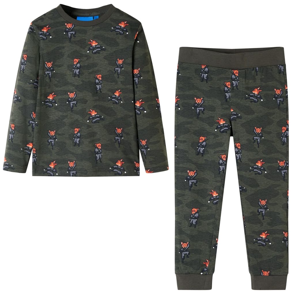 Pijama infantil de manga larga caqui 128