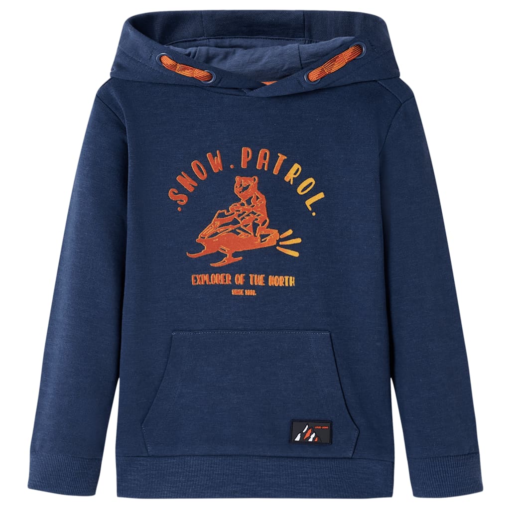 Sudadera infantil con capucha azul marino y naranja 104