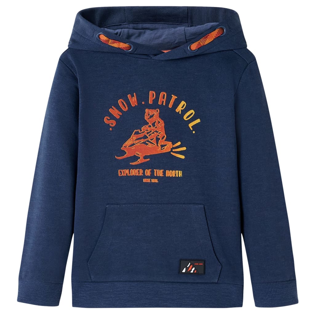 Sudadera infantil con capucha azul marino y naranja 116