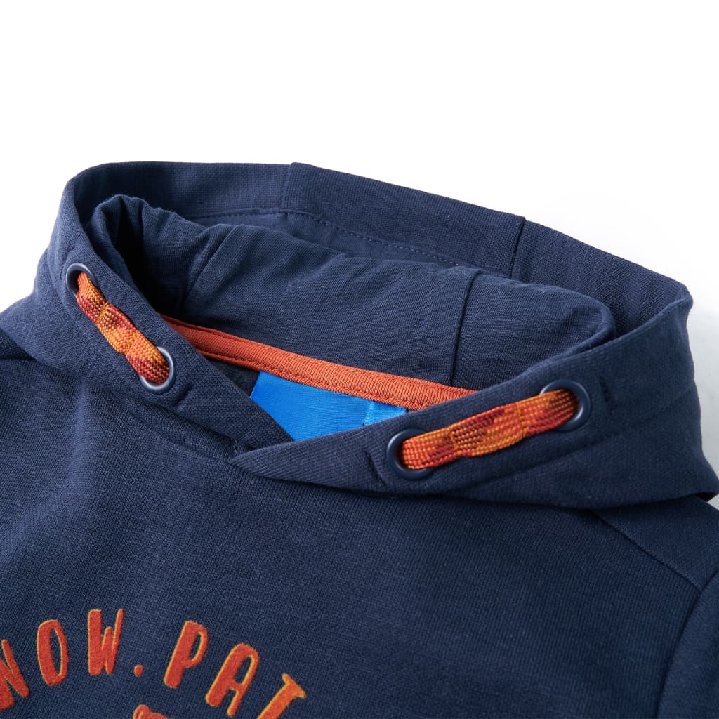 Kinder -Sweatshirt mit blauer und orange Kapuze 128