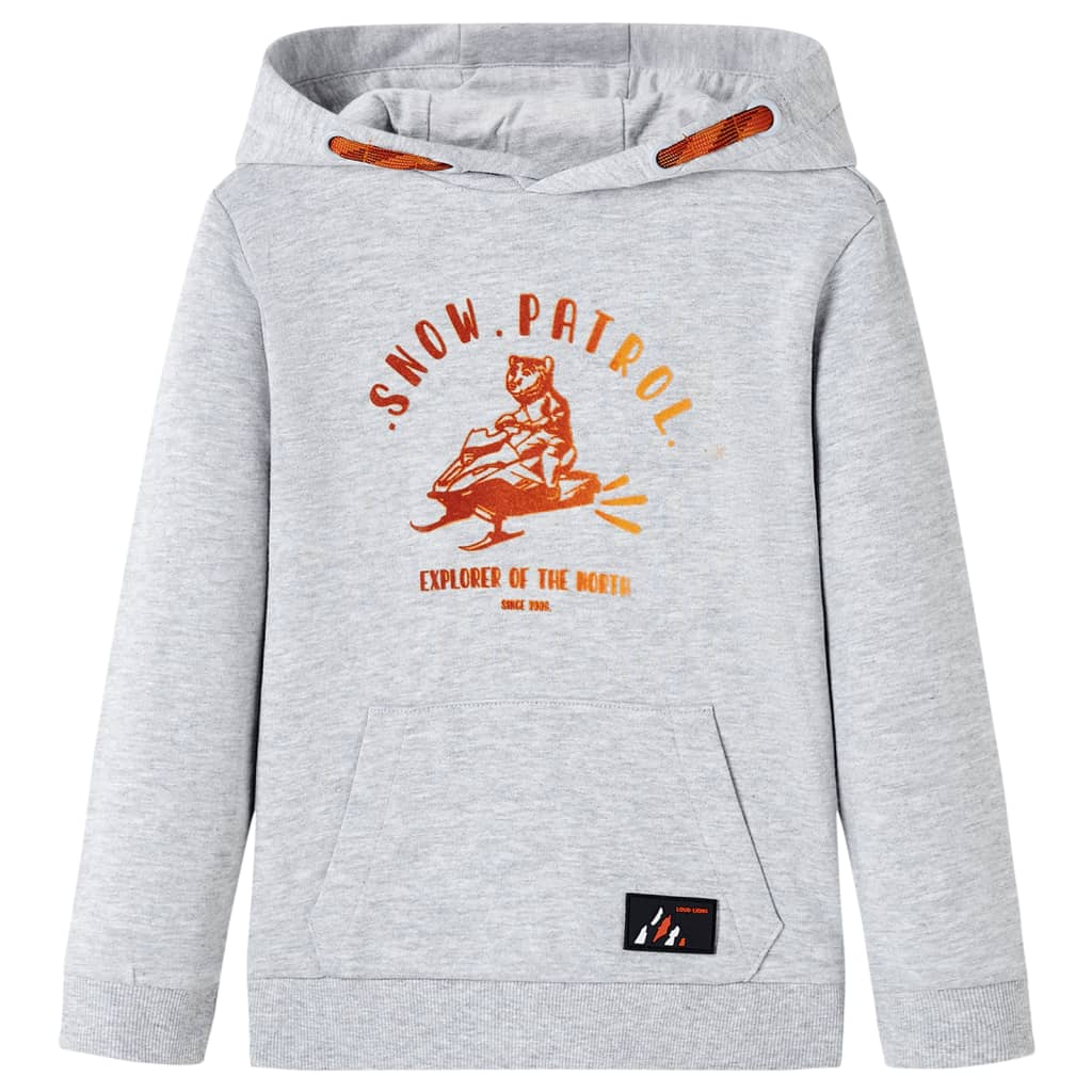 Sudadera infantil con capucha gris y naranja 92