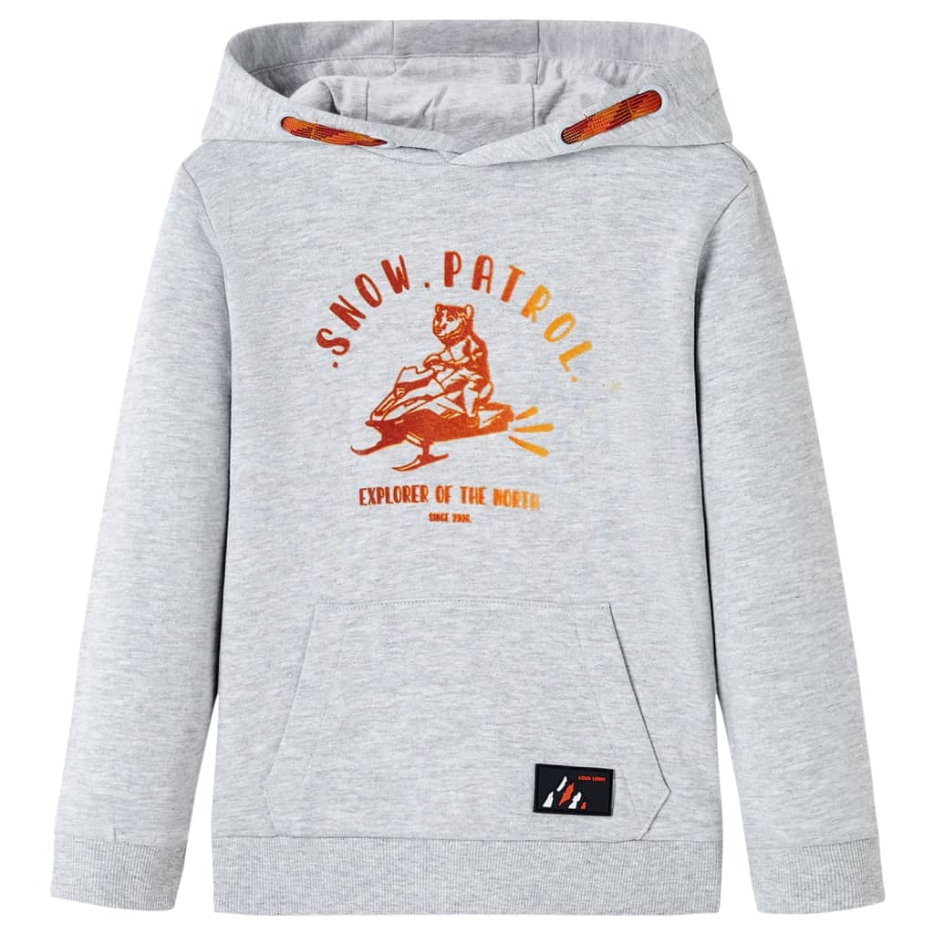 Sudadera infantil con capucha gris y naranja 104