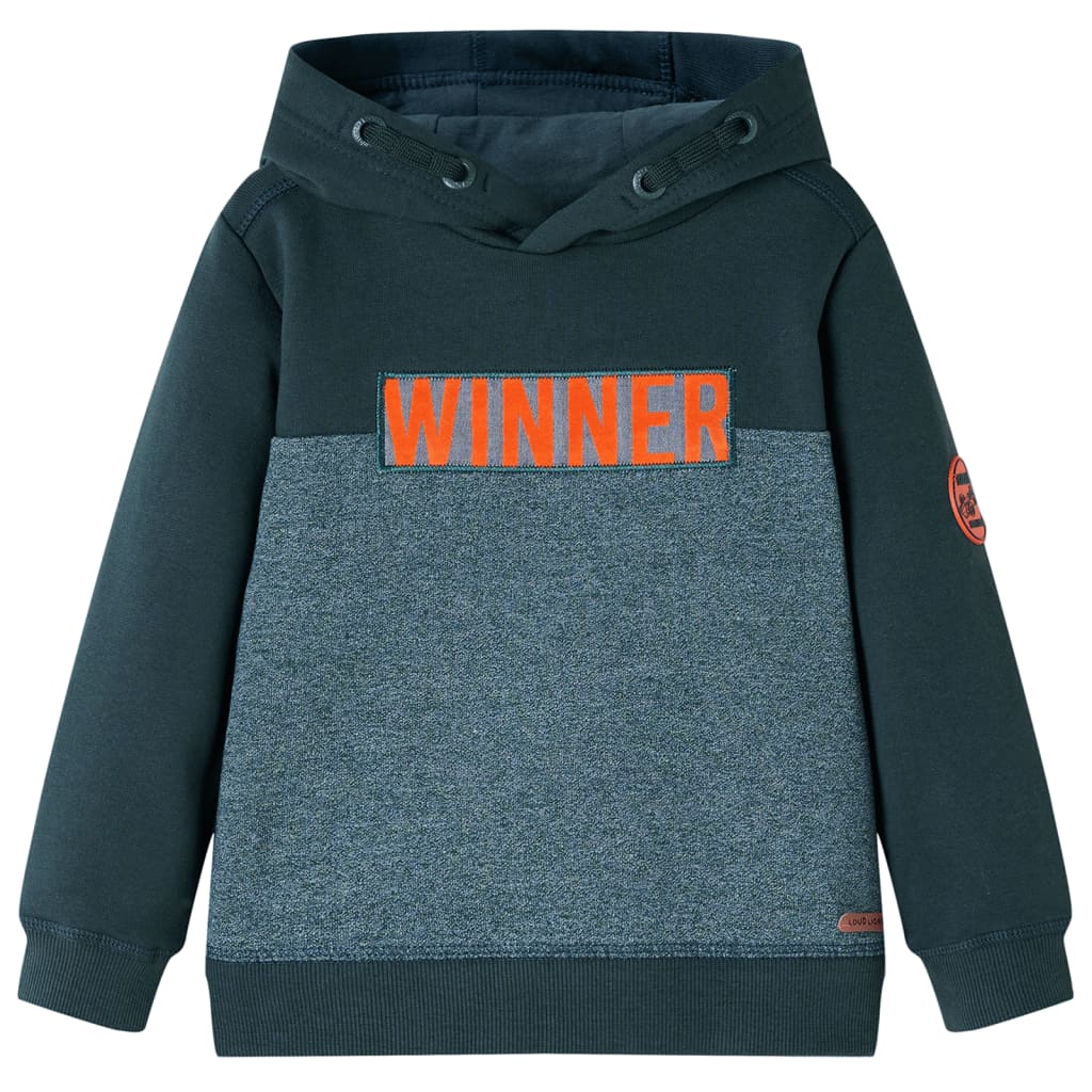 Sudadera infantil con capucha verde oscuro 140