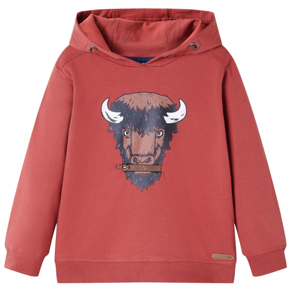 Sudadera infantil con capucha rojo tostado 92