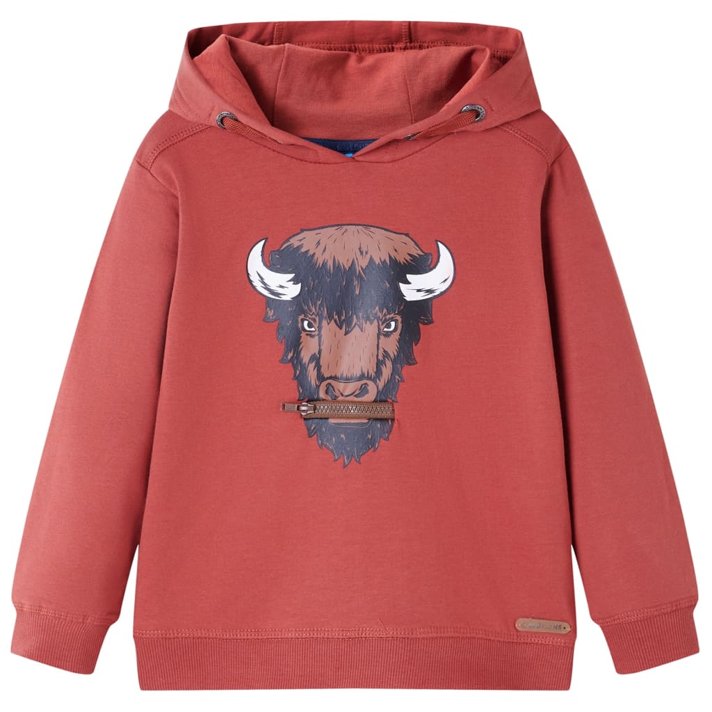 Sudadera infantil con capucha rojo tostado 116