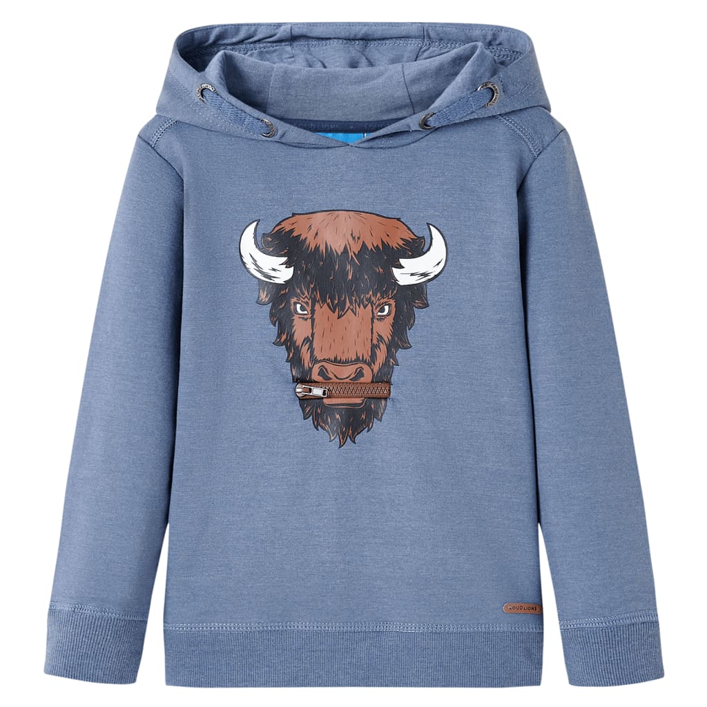 Sudadera infantil con capucha azul melange 92