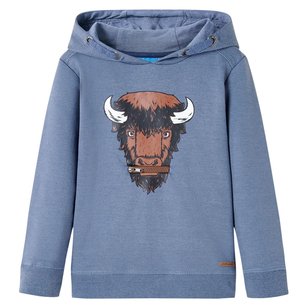 Sudadera infantil con capucha azul melange 104