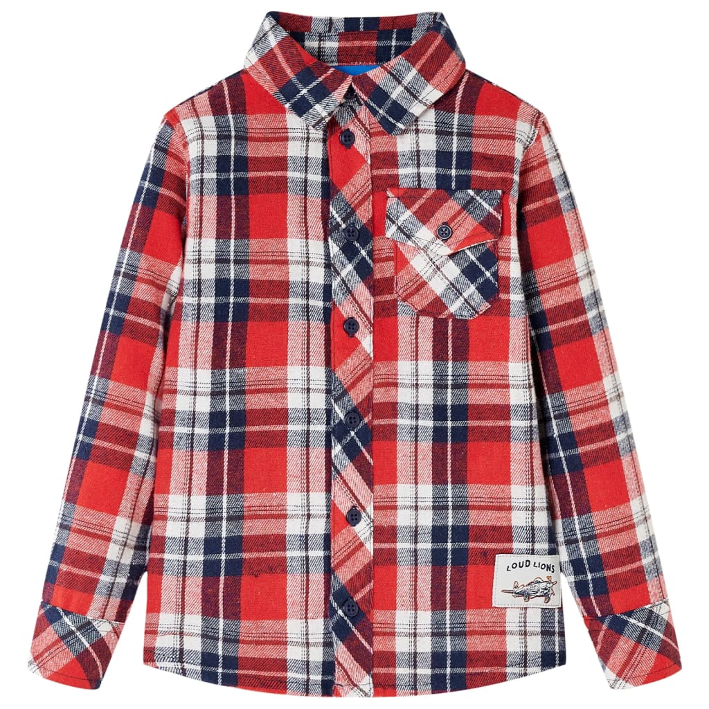 Camisa a cuadros infantil rojo y azul marino 104