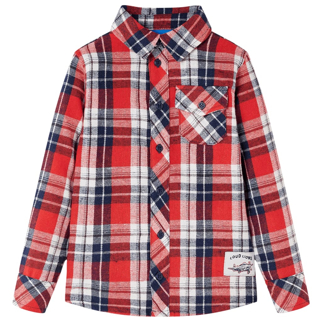 Camisa a cuadros infantil rojo y azul marino 116