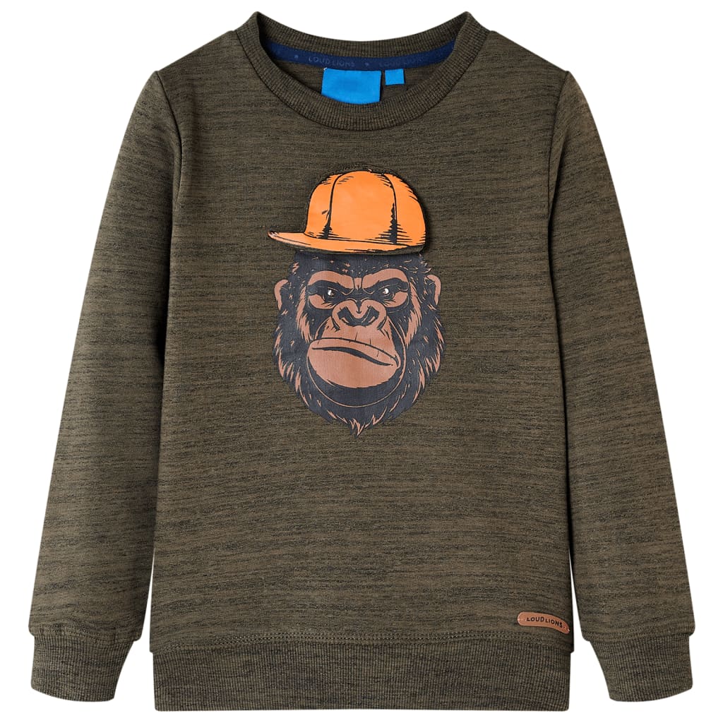 Sudadera infantil caqui oscuro melange 116