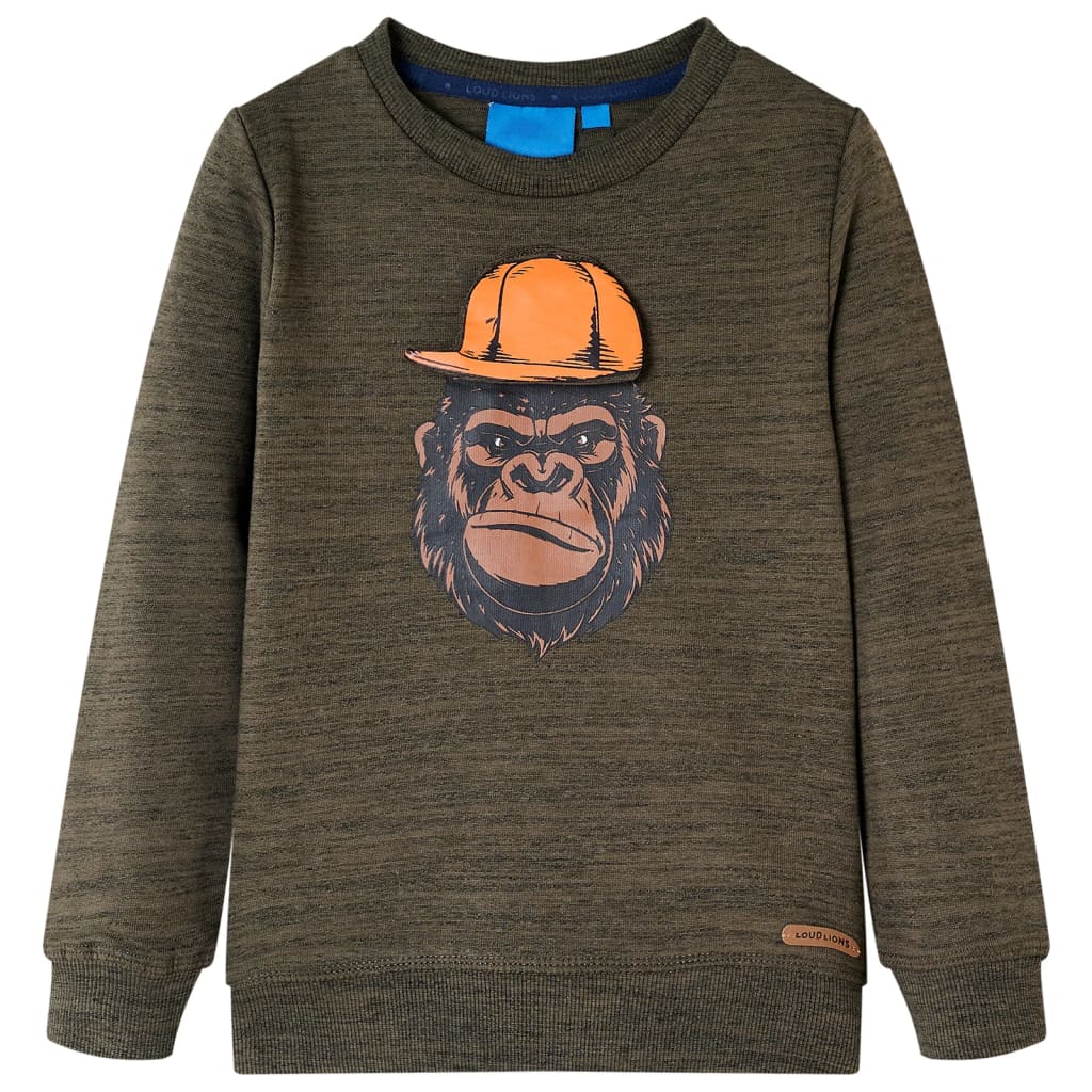 Sudadera infantil caqui oscuro melange 140