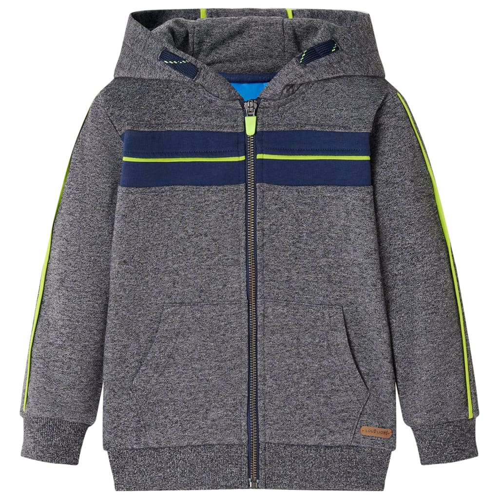 Sudadera infantil con capucha y cremallera gris mélange 92