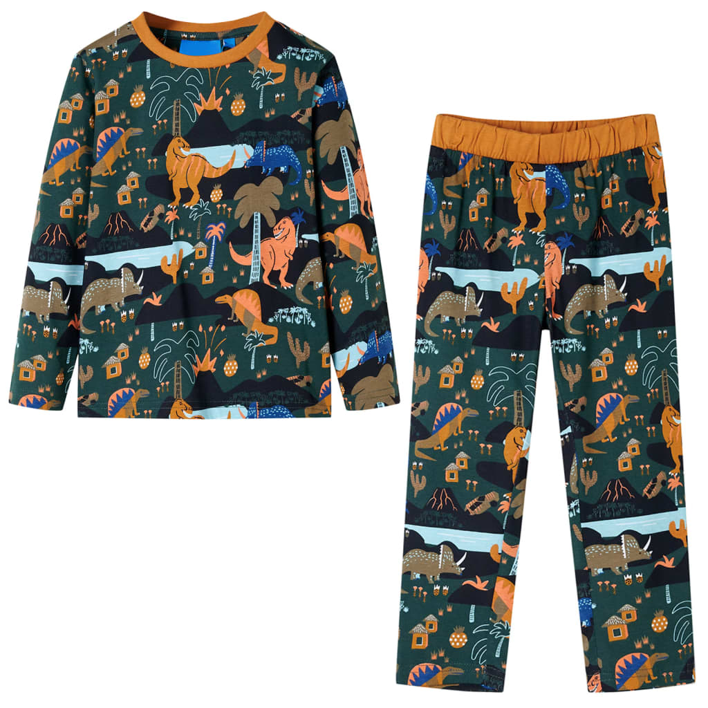 Vetonek Pijama infantil de manga larga verde oscuro 140