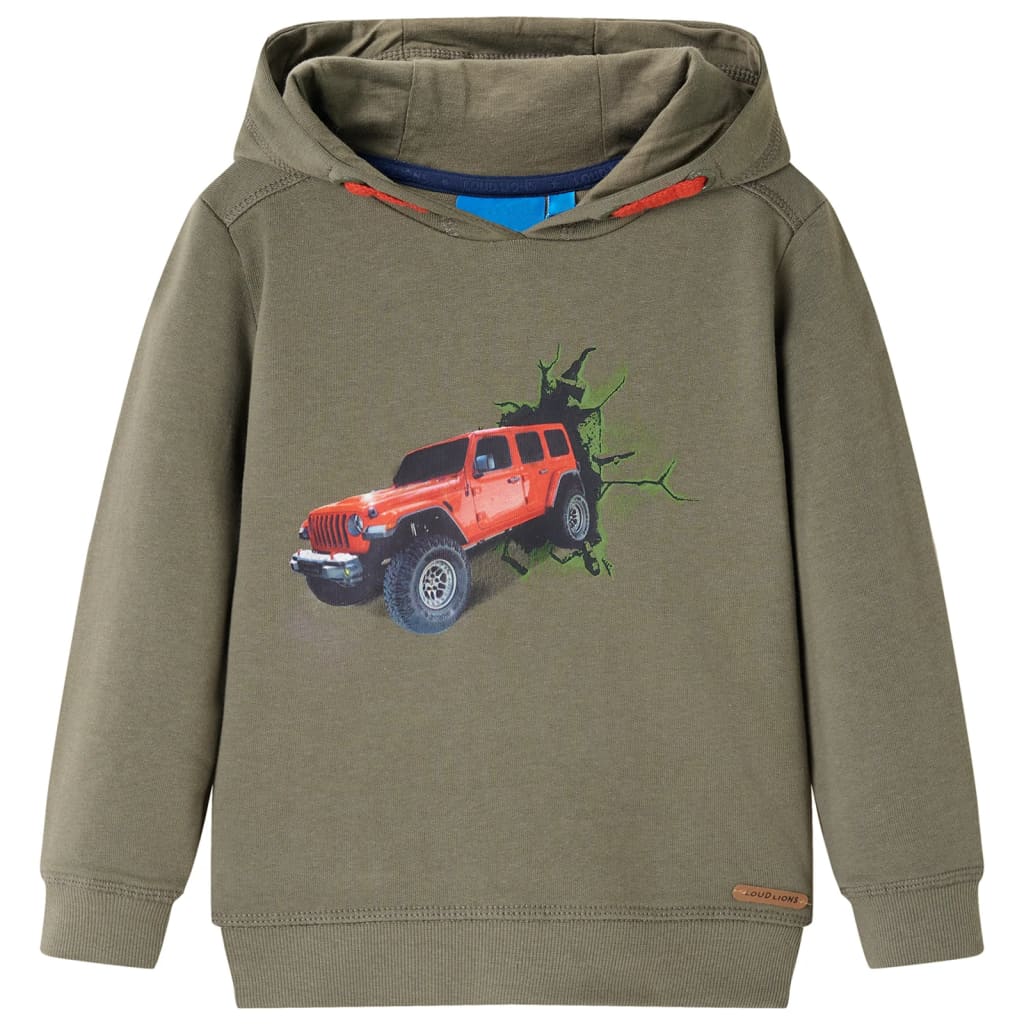 Sudadera infantil con capucha color caqui 92