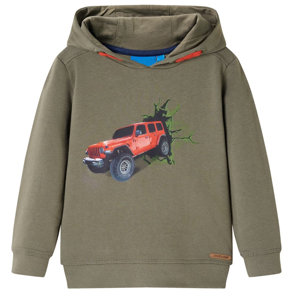 Sudadera infantil con capucha color caqui 116