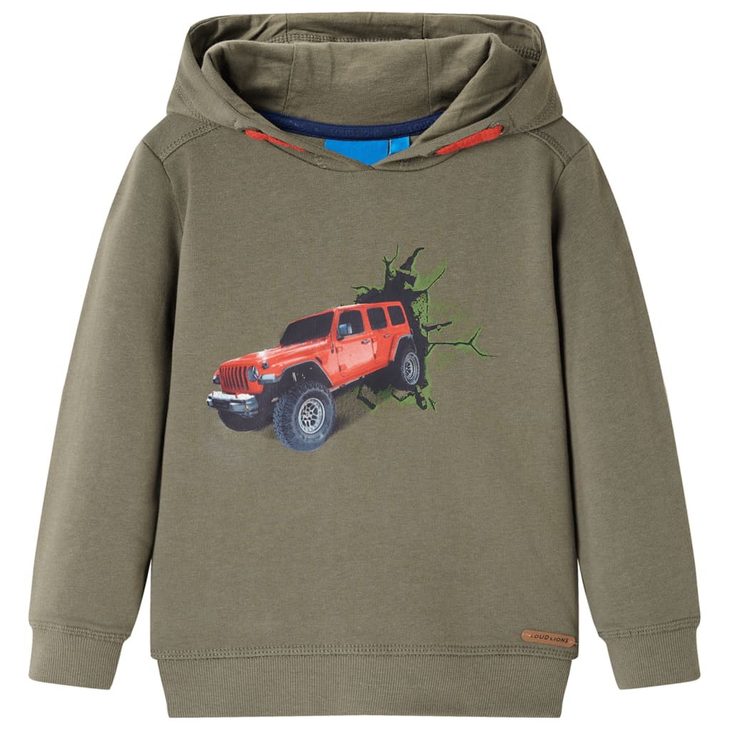 Sudadera infantil con capucha color caqui 128