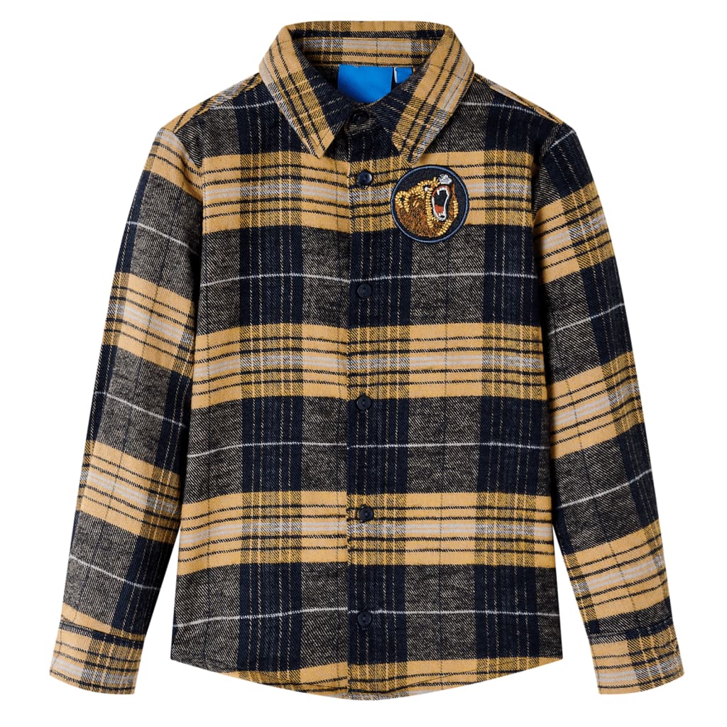 Camisa infantil de cuadros amarillo y negro 116