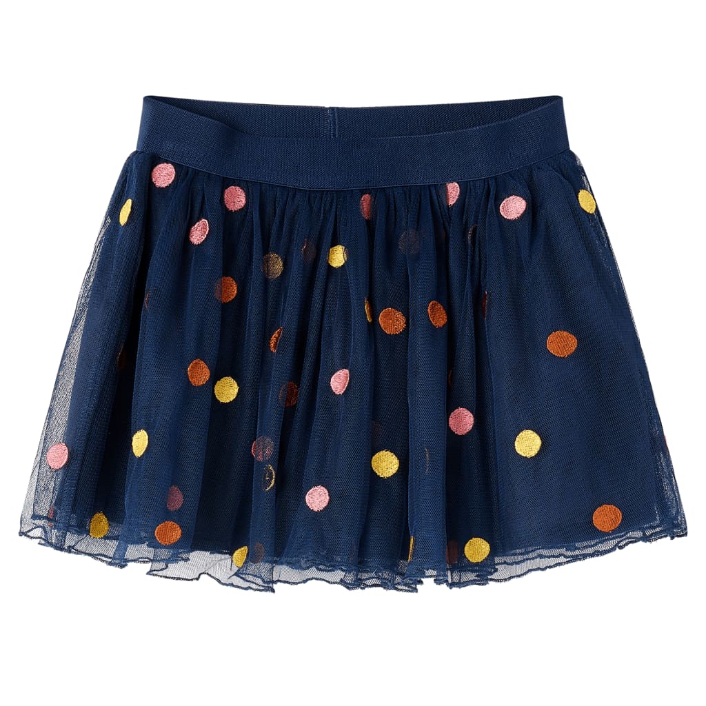 Falda infantil de tul con lunares azul marino 104