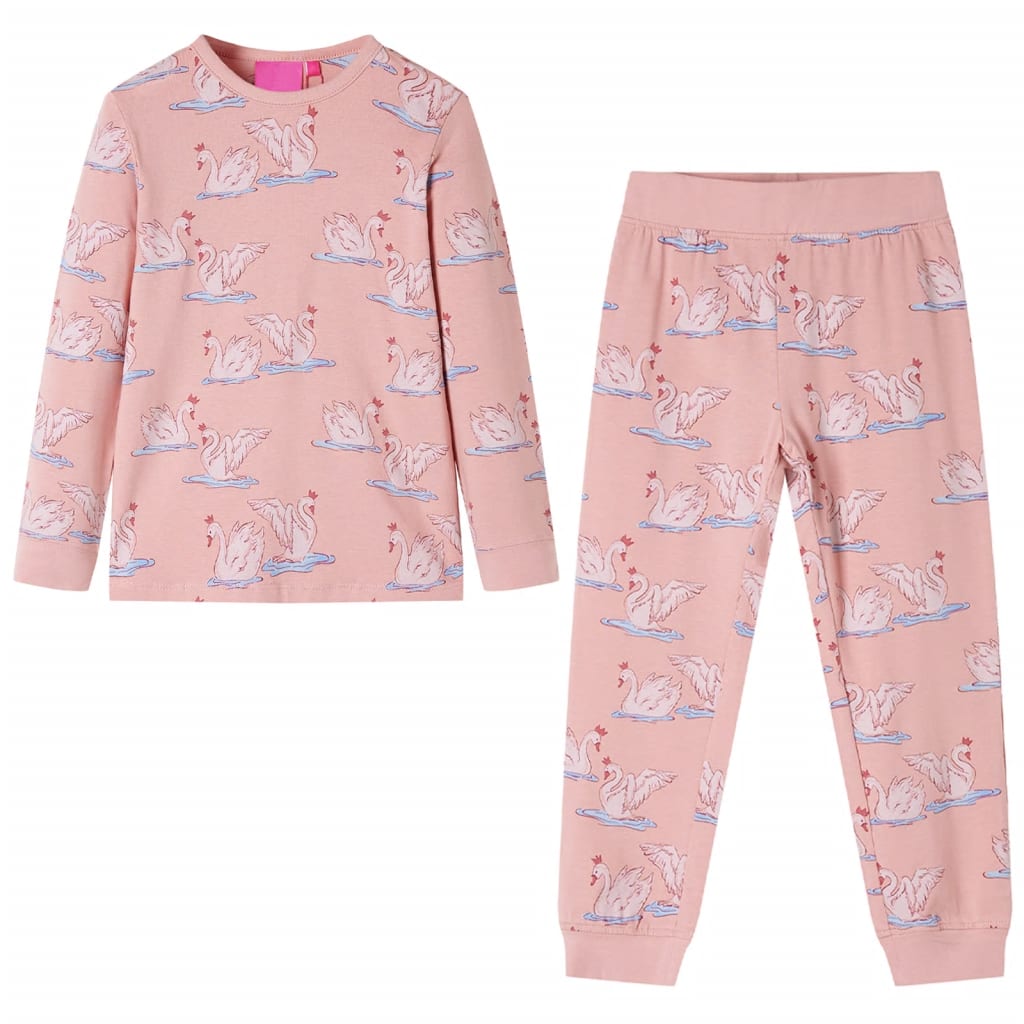 Pijama infantil de manga larga rosa claro 140