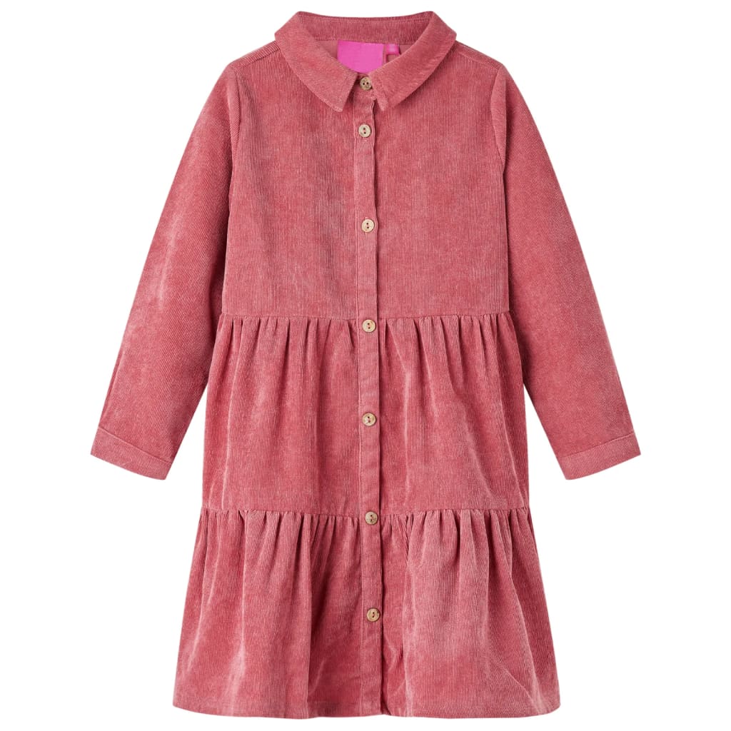 Vestido infantil de manga larga de pana rosa palo 116