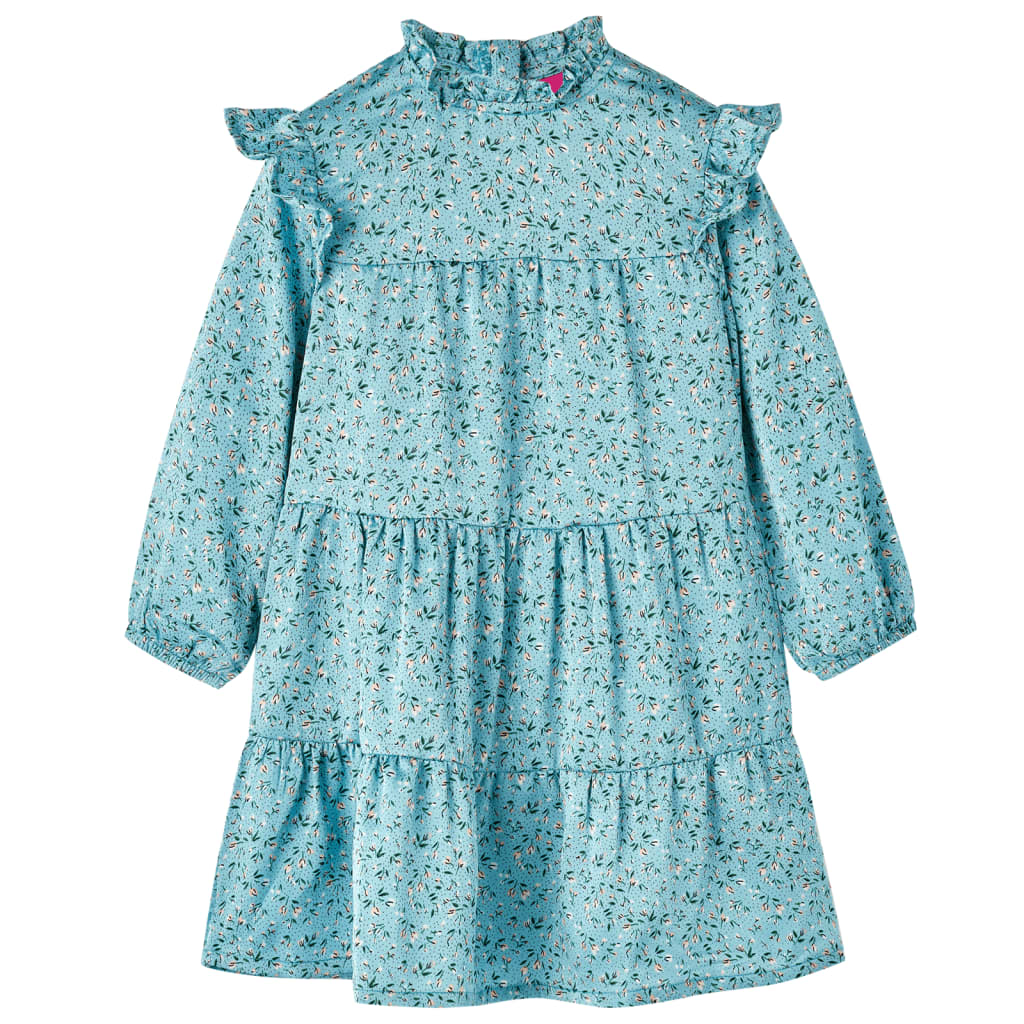 Vestido infantil de manga larga azul 92