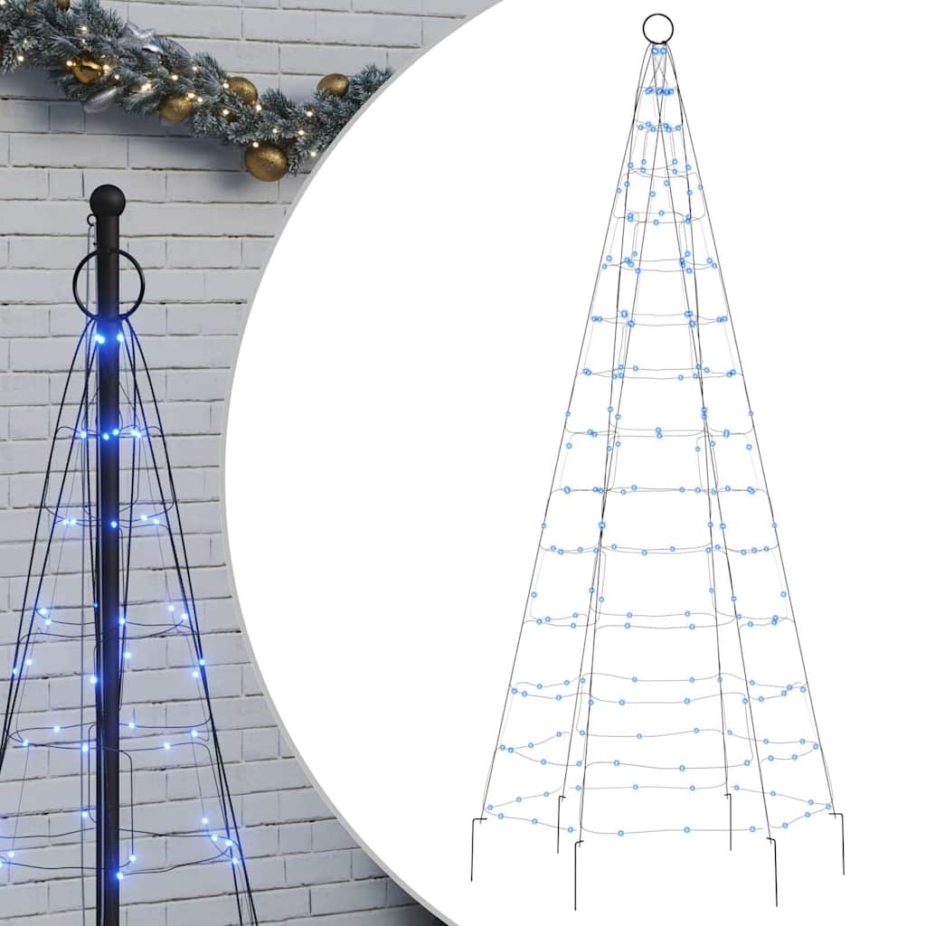 Árbol de navidad en asta de bandera 200 led azul 180 cm v2377 Vetonek