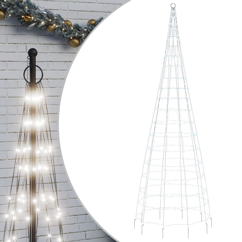 Árbol de navidad en asta de bandera 550 led blanco frío 300 cm v2391 Vetonek
