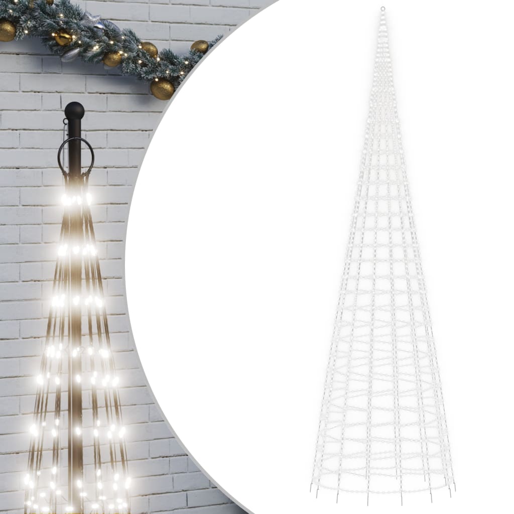 Árbol de navidad en asta de bandera 3000 led blanco frío 800 cm v2476 Vetonek