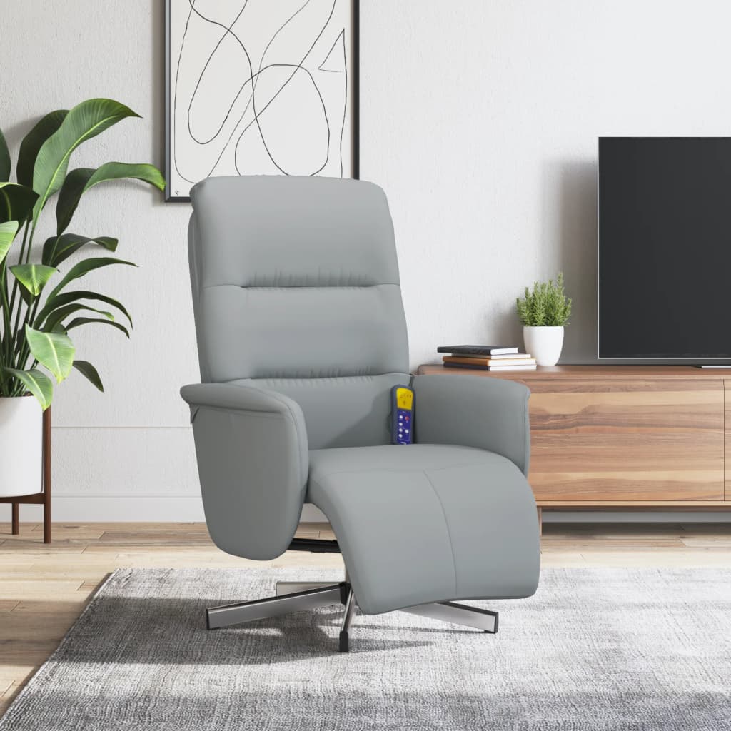 Vetonek Sillón reclinable de masaje con reposapiés tela gris claro