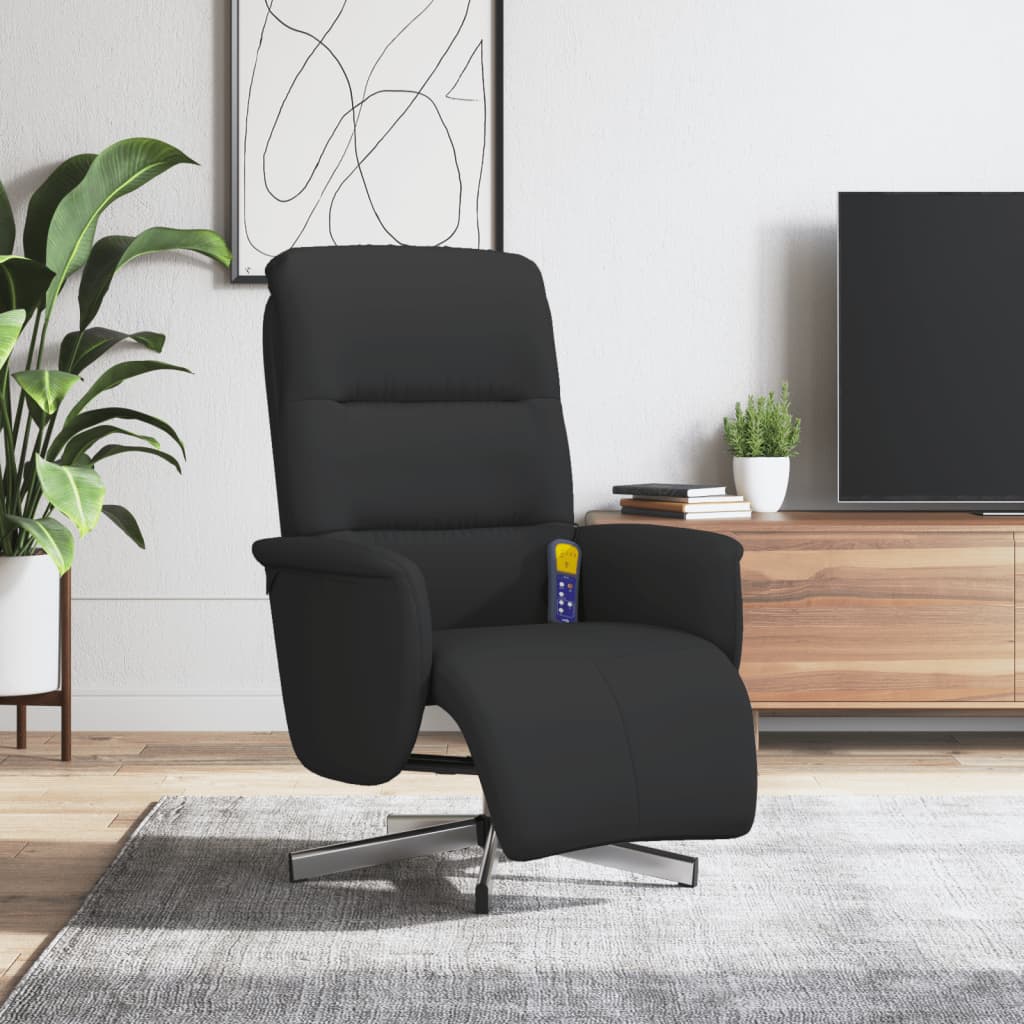 Sillón reclinable de masaje con reposapiés tela negra V3572 Vetonek