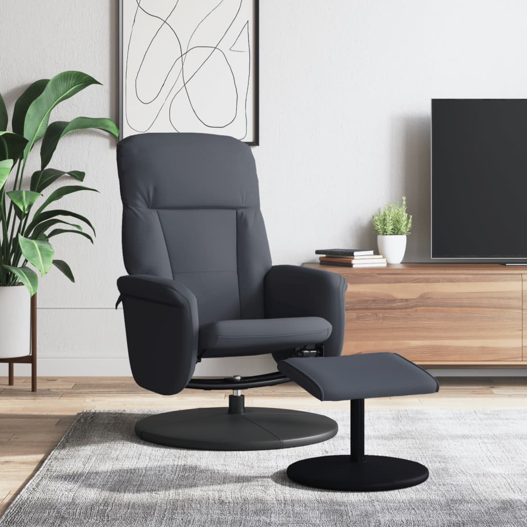 Vetonek Sillón reclinable con reposapiés terciopelo gris oscuro