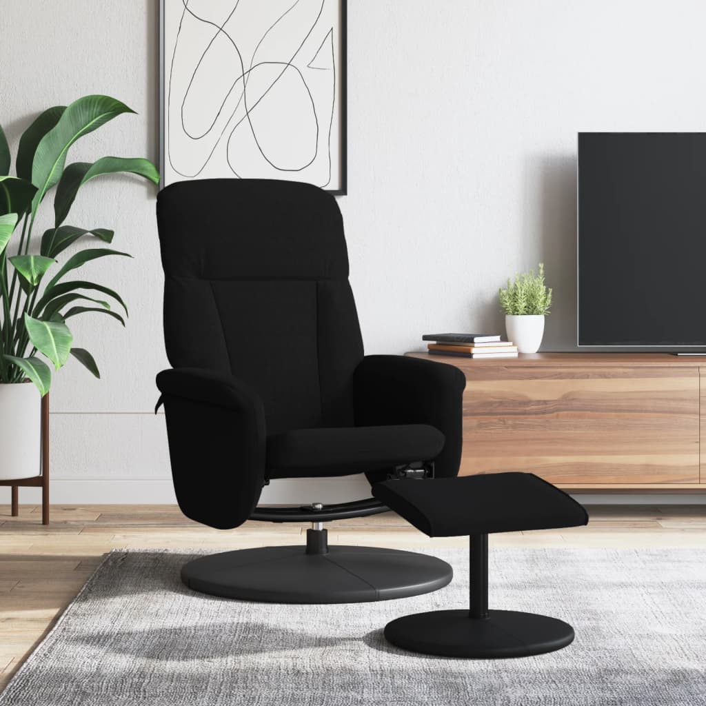 Vetonek Sillón reclinable con reposapiés terciopelo negro