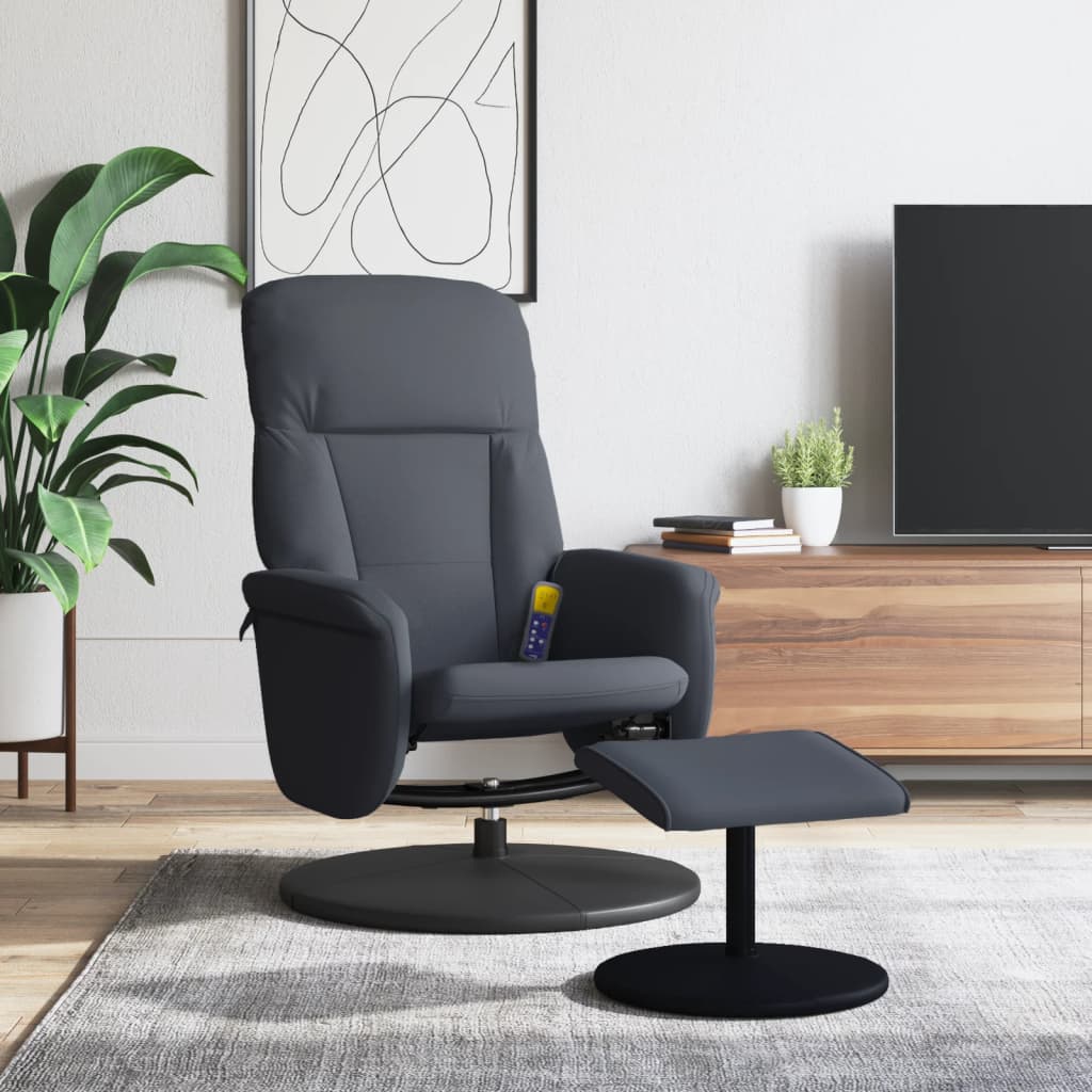 Vetonek Sillón reclinable masaje con reposapiés terciopelo gris oscuro 