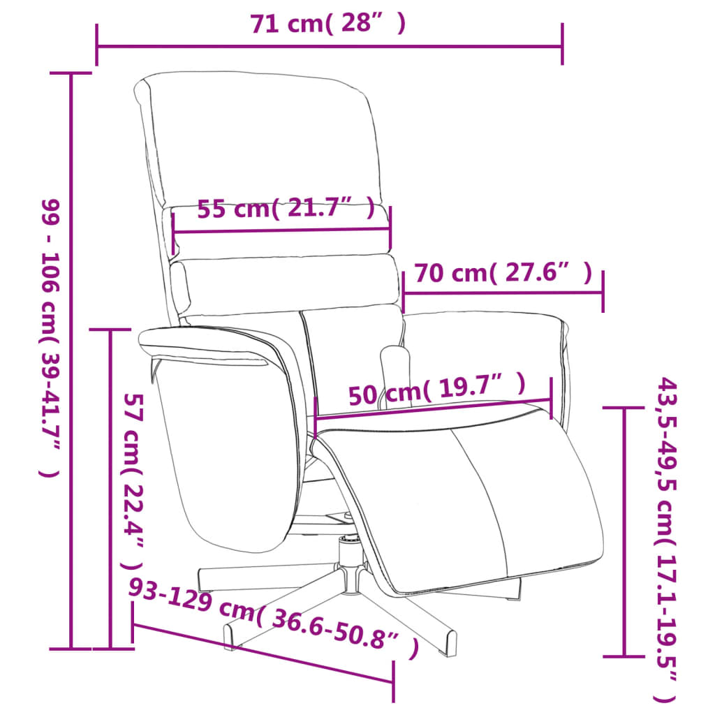 Reclinable armchair with black synthetic leather rest