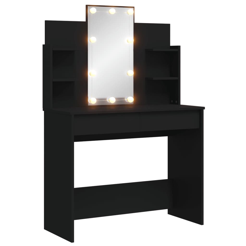 Dresser com luzes LED pretas 96x40x142 cm