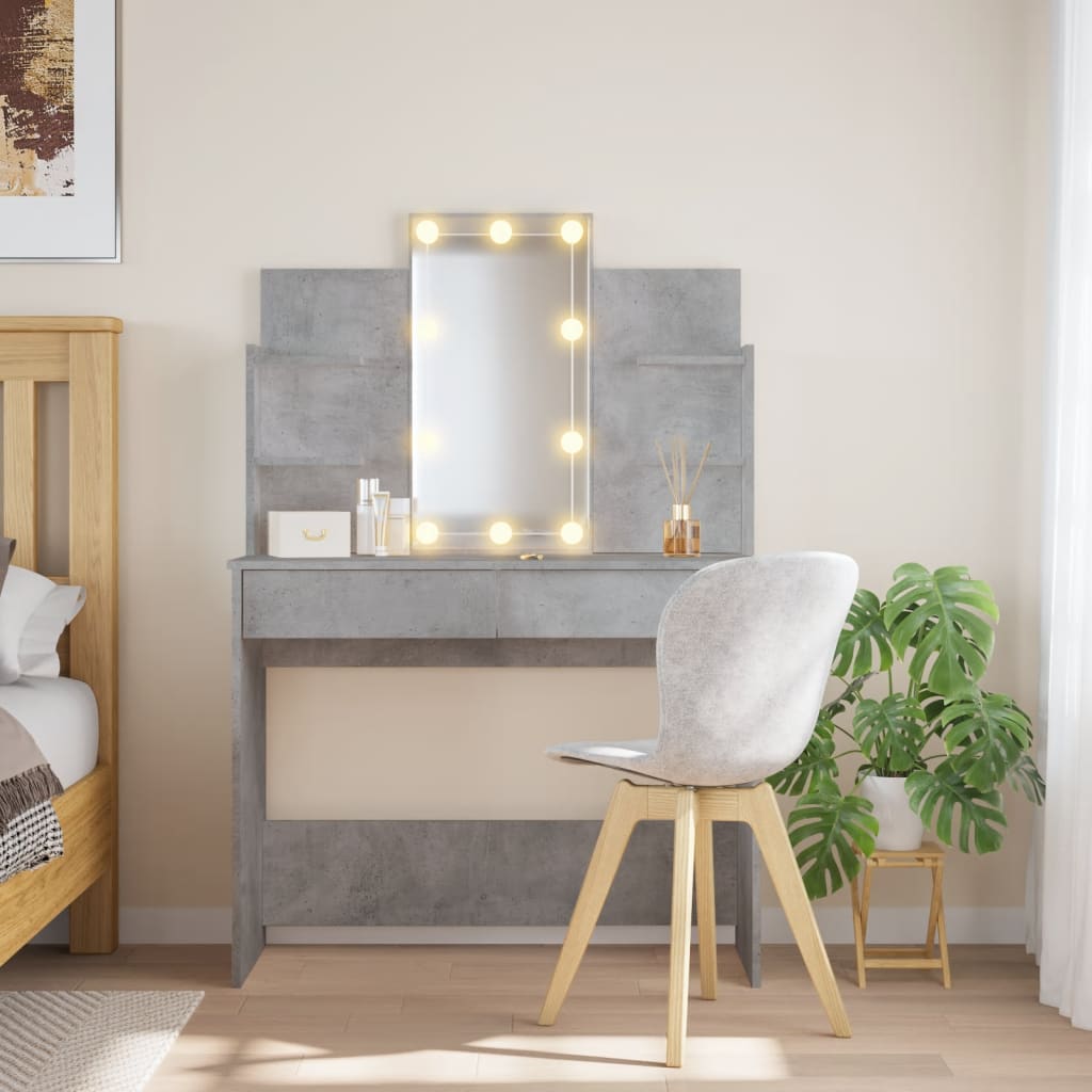 Dresser com luzes LED cinza 96x40x142 cm