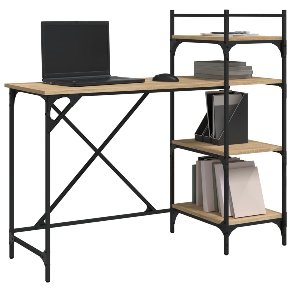 Bureau d'ordinateur avec étagères chêne Sonoma 120x47x109 cm V5484 Vetonek