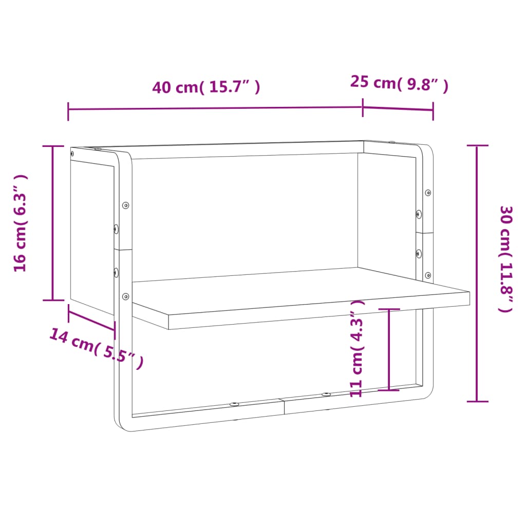 Prestatgeria de parets amb Sonoma Roble 40x25x30 cm