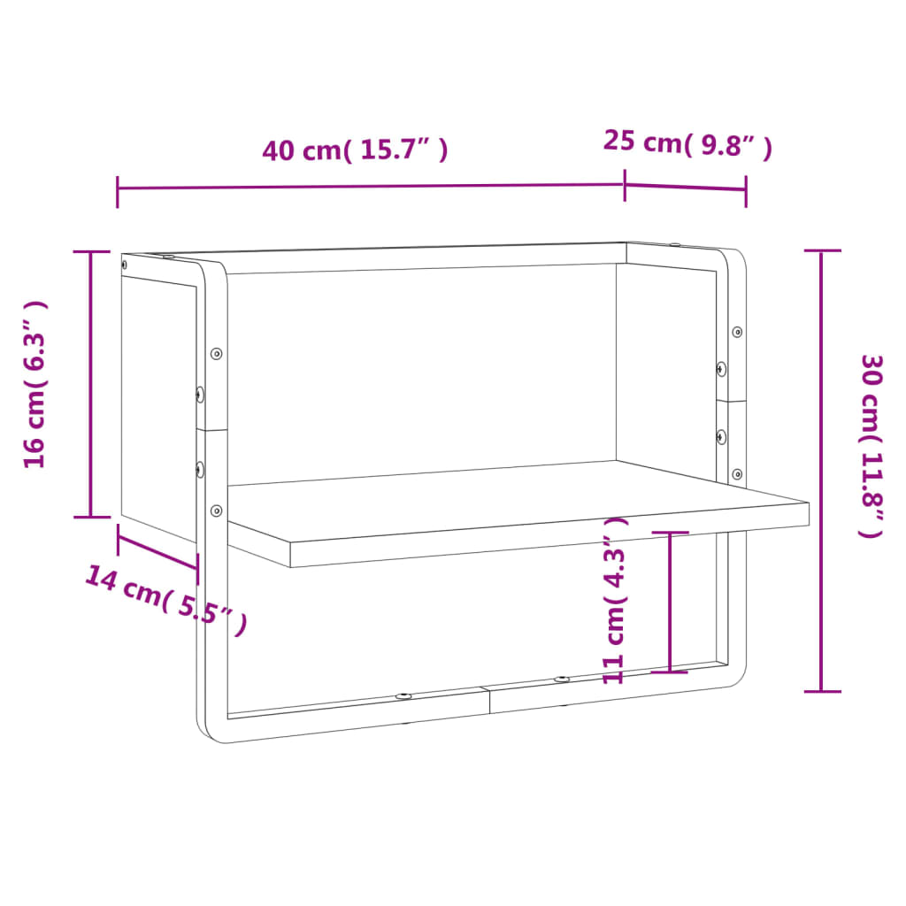 Prateleira de parede com um bar cinza Sonoma 40x25x30 cm