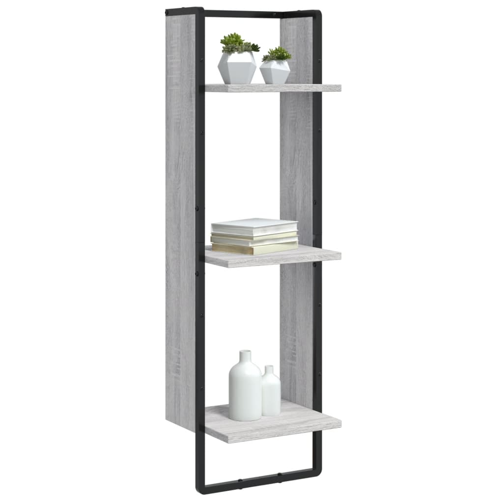 Wall shelf 3 levels Gray Sonoma 30x25x100 cm