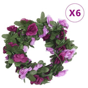 Guirnaldas de flores de navidad 6 uds morado claro 250 cm v6771 Vetonek