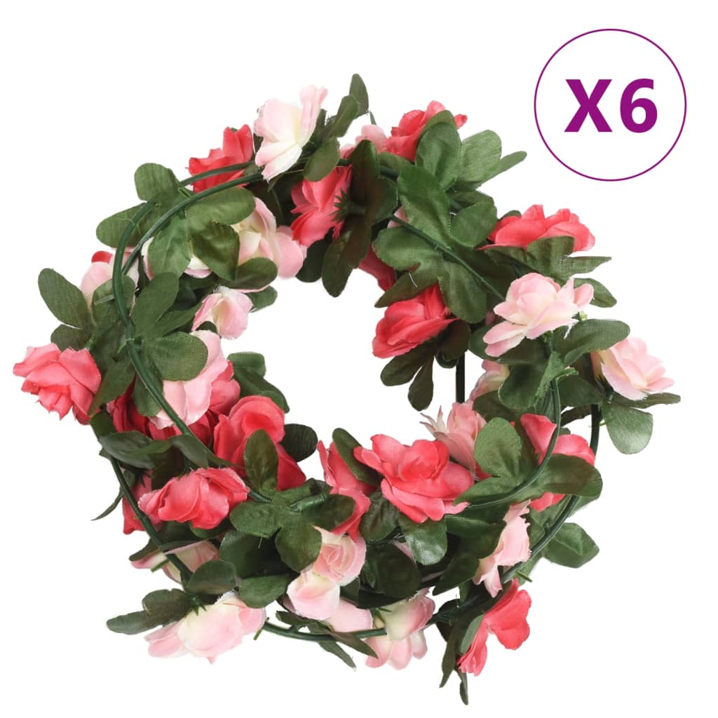 Guirnaldas de flores de navidad 6 uds rosa primaveral 250 cm v6788 Vetonek