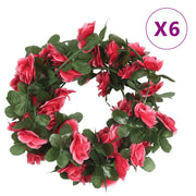 Guirnaldas de flores de navidad 6 uds rojo y rosa 250 cm v6795 Vetonek