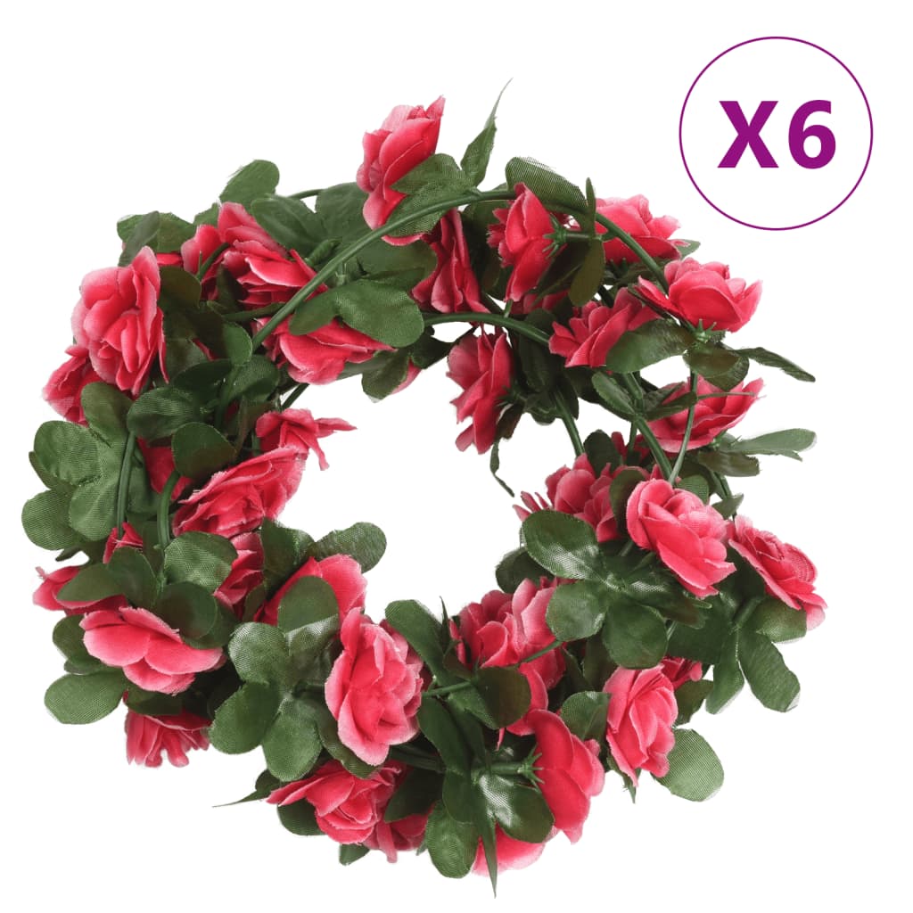 Guirnaldas de flores de navidad 6 uds rojo y rosa 250 cm v6795 Vetonek