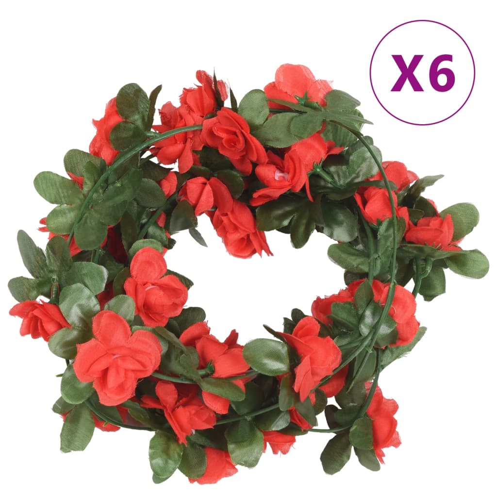 Guirnaldas de flores de navidad 6 uds rojo primaveral 250 cm v6801 Vetonek