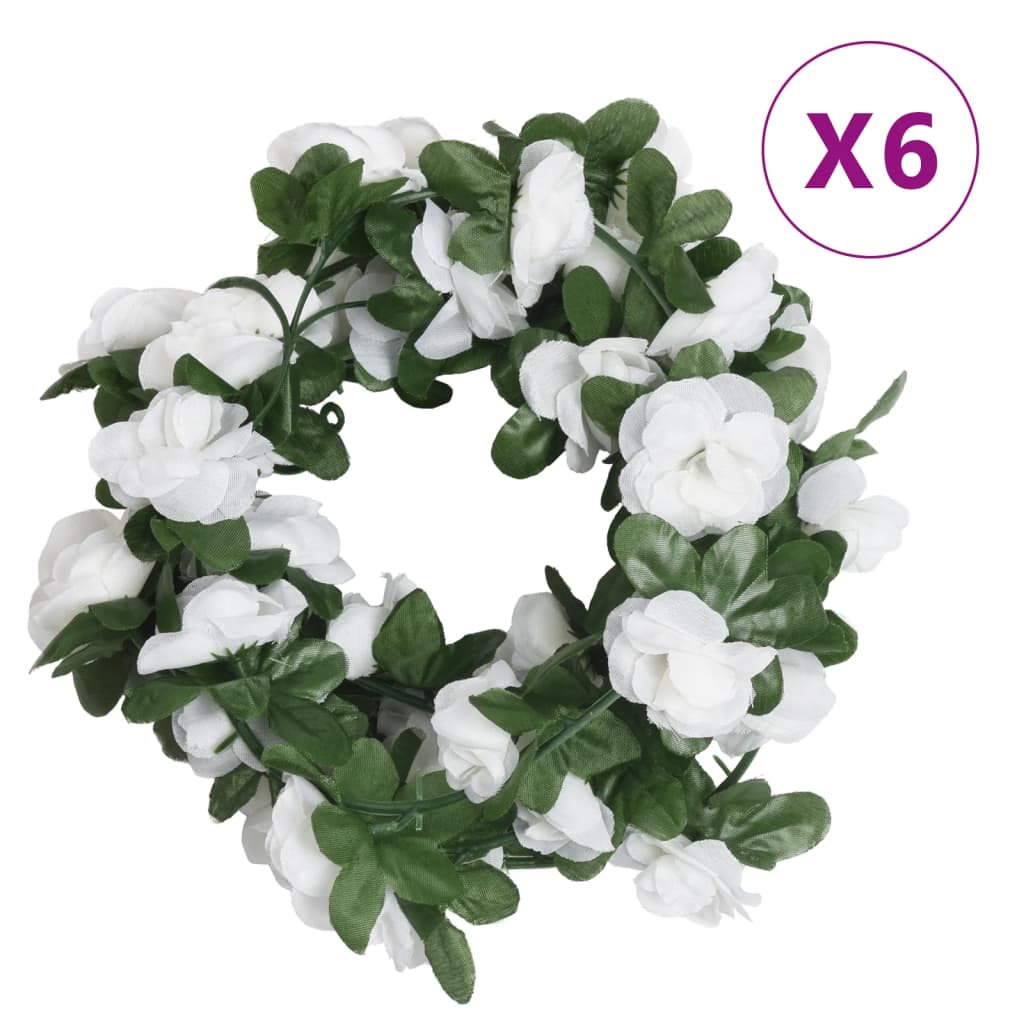 Guirnaldas de flores de Navidad 6 uds blanco primaveral 250 cm V6825 Vetonek