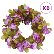 Guirnaldas de flores de navidad 6 uds morado claro 250 cm v6832 Vetonek