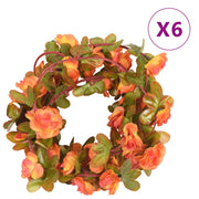 Guirnaldas de flores de navidad 6 uds naranja 250 cm v6849 Vetonek