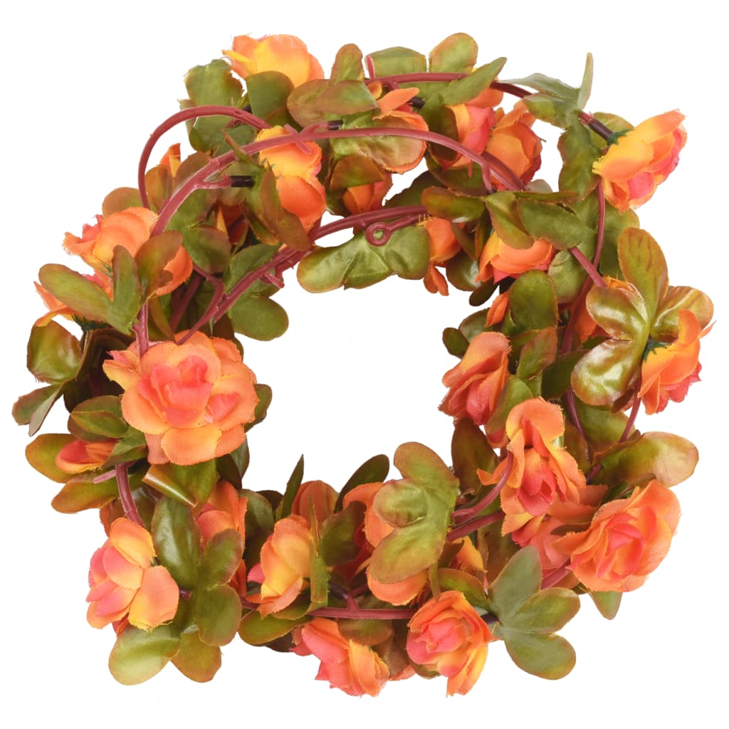 Vetonek Guirnaldas de flores de Navidad 6 uds naranja 250 cm